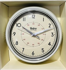 NEW ROUND KITCHEN CLOCK RETRO VINTAGE SHABBY CREAM HROME WALL CLOCK