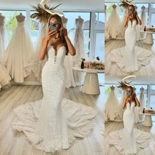 Bohemian Mermaid Wedding Dresses Court Train Lace Up Sweetheart Bridal Gowns