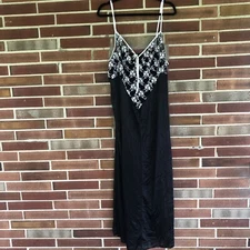 Melissa Ashley Black White Floral Lace Sheer Long Sexy Nightgown 1X A3224