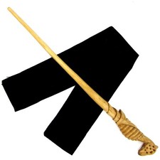14" Hand Carved Almond Wood Mythic Beasts Magic Wizard Wand Wicca w/ Free Bag