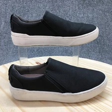 Dr Scholls Shoes Womens 7 M Do It Right Slip On Sneakers Black Faux Leather Low
