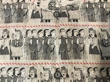Vtg Chico  s Design Jacket Top S 1 Egyptian Figural Print Button Front 100 Silk