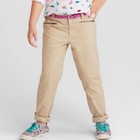 Cat & Jack Girls Size 6 Skinny Twill Uniform Pants Khaki Adjustable Waist Pocket