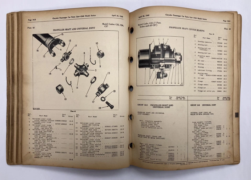 Catalogo Parti Per Auto Passeggeri Chrysler New Yorker Master Del 1940. - Immagine 4 di 4