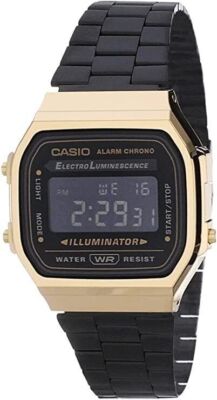 Casio Vintage Illuminator Alarm Chrono Backlight A168WEGB-1B 30M Unisex Watch