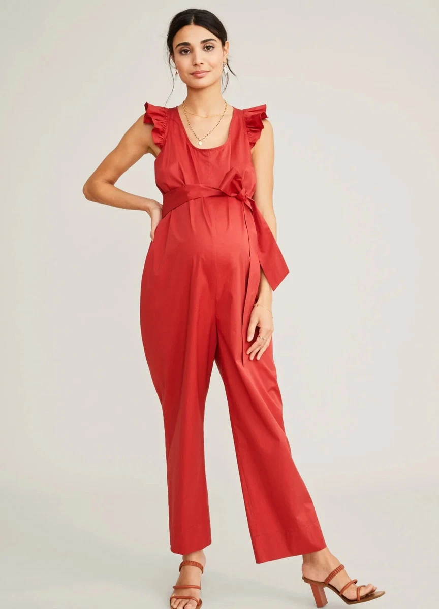 Red maternity jumpsuit discount