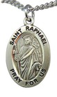 St Raphael Sterling Silver 7/8" Saint Medal w/ 20" Steel Chain Made in the USA