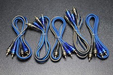 5 PCS 3 FT RCA WIRE BLUE GRAY 2 CHANNEL CAR HOME AUDIO INTERCONNECT STEREO BLS