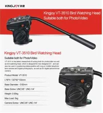 KINGJOY VT-3510 Video Tripod Fluid Drag Heavy Duty Head with Sliding Plate