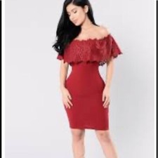 Fashion nova Burgundy romantic date lace Over The shoulder Plus Size Women’s 3X