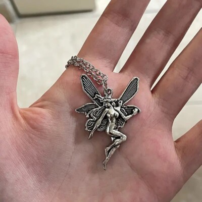 Silver Color Vintage Angel Fairy Pendant Necklace For Women Girls