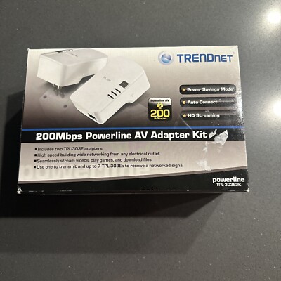 Brand New TRENDnet TPL-303E2K - 200bps Powerline AV Adapter Kit Complete