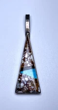 Native Navajo Sterling Silver Crazy Horse Turquoise Pendant By H&U Thompson