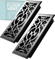 2-Pack Victorian Floor Vent Cover Register With Mesh Cover Trap Heat