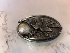 VTG 1983 Bald Eagle Belt Buckle Bergamot Brass Works Metal 146 USA Silver Tone