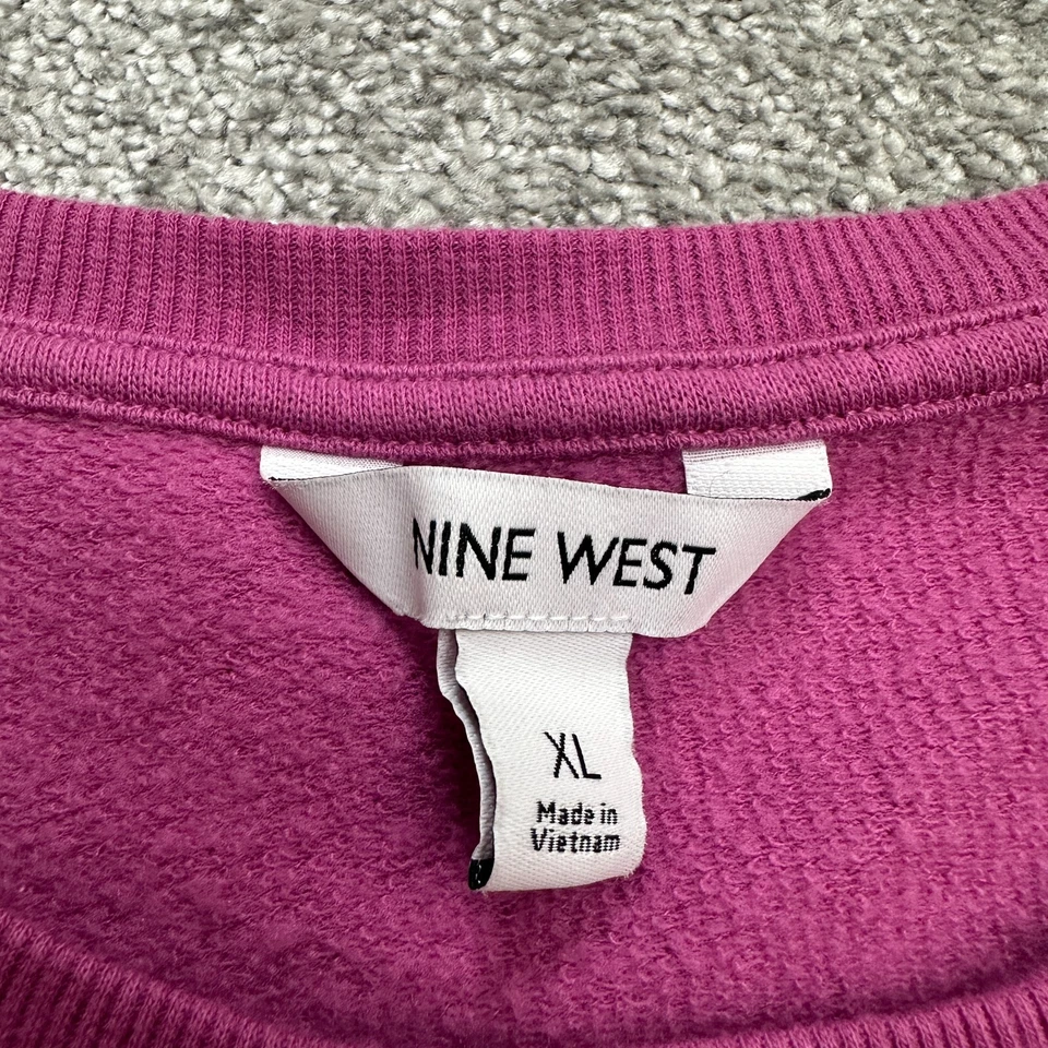 Nine West 3/4 Sleeve Sweatshirt Womens XL Pink Crew Neck Fleece Pullover Casual - Image 4 of 4