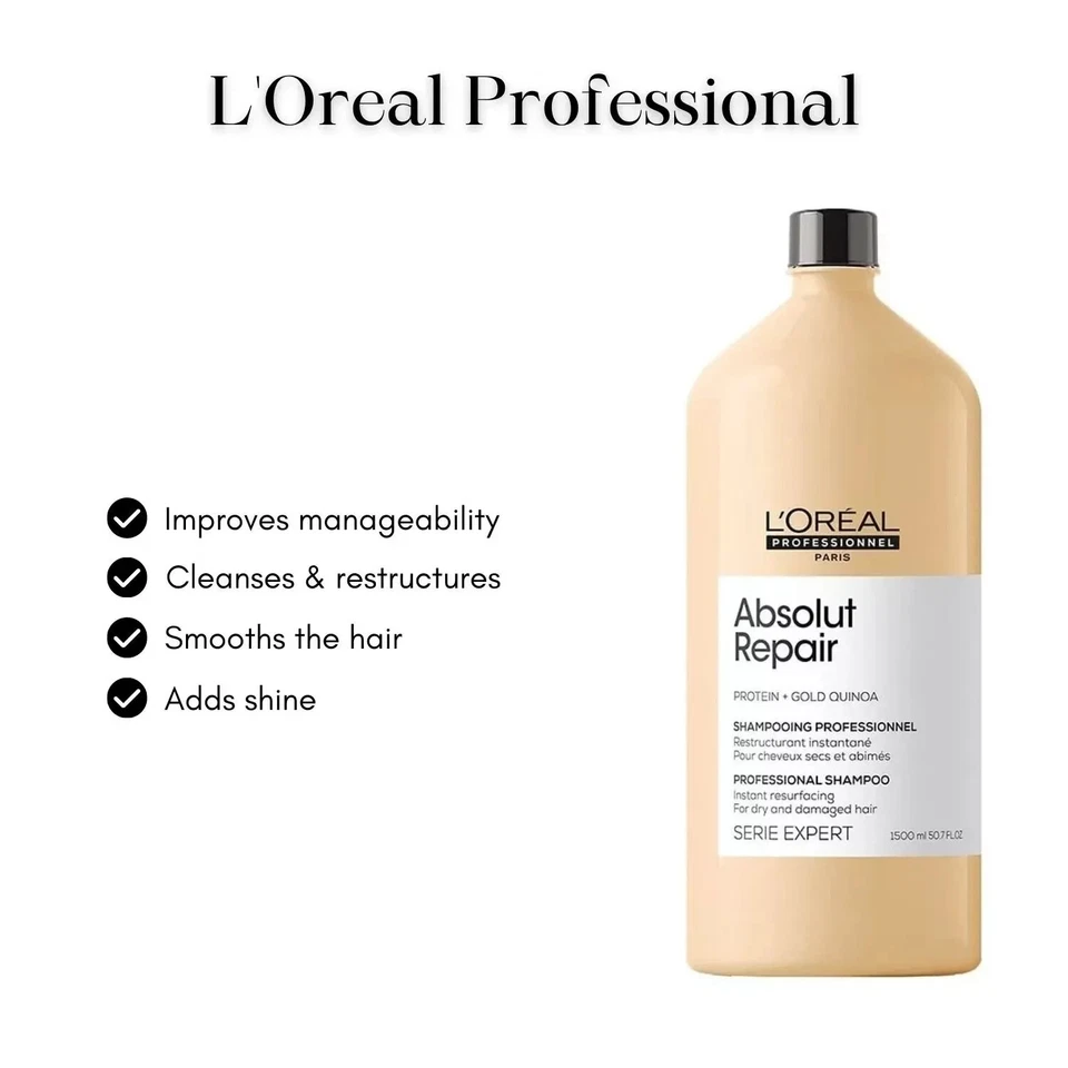 With Pump LOreal Professional Absolut Repair Gold Quinoa+Protein Shampoo 50.7oz - Image 3 of 4