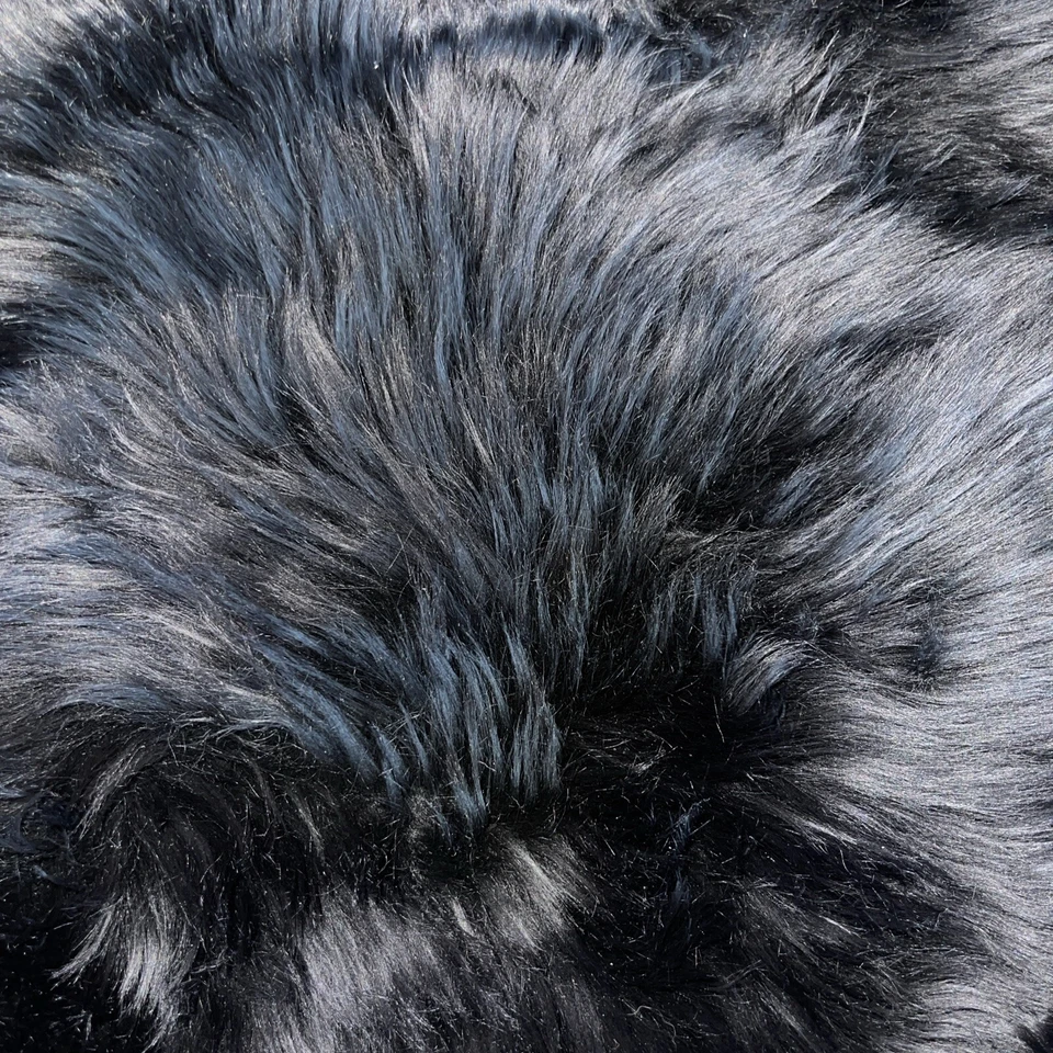 BONZ 1.5 Negro Lujoso Lana Larga Piel de Oveja 60cmX130cm Hecho en Nueva Zelanda Foto 4 de 4