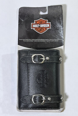 harley davidson leather cigarette case 2010 Harley Davidson Premium Leather Accessory Cigarette Case Double Strap