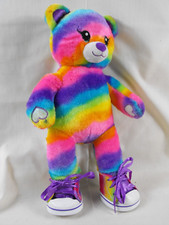 Build A Bear Bright Rainbow Pride Striped 17  With Rainbow Sneakers  Sound Box