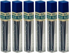 6 Tubes Pentel Ppb7 Blue .7mm Lead 72 Sticks of Blue Lead