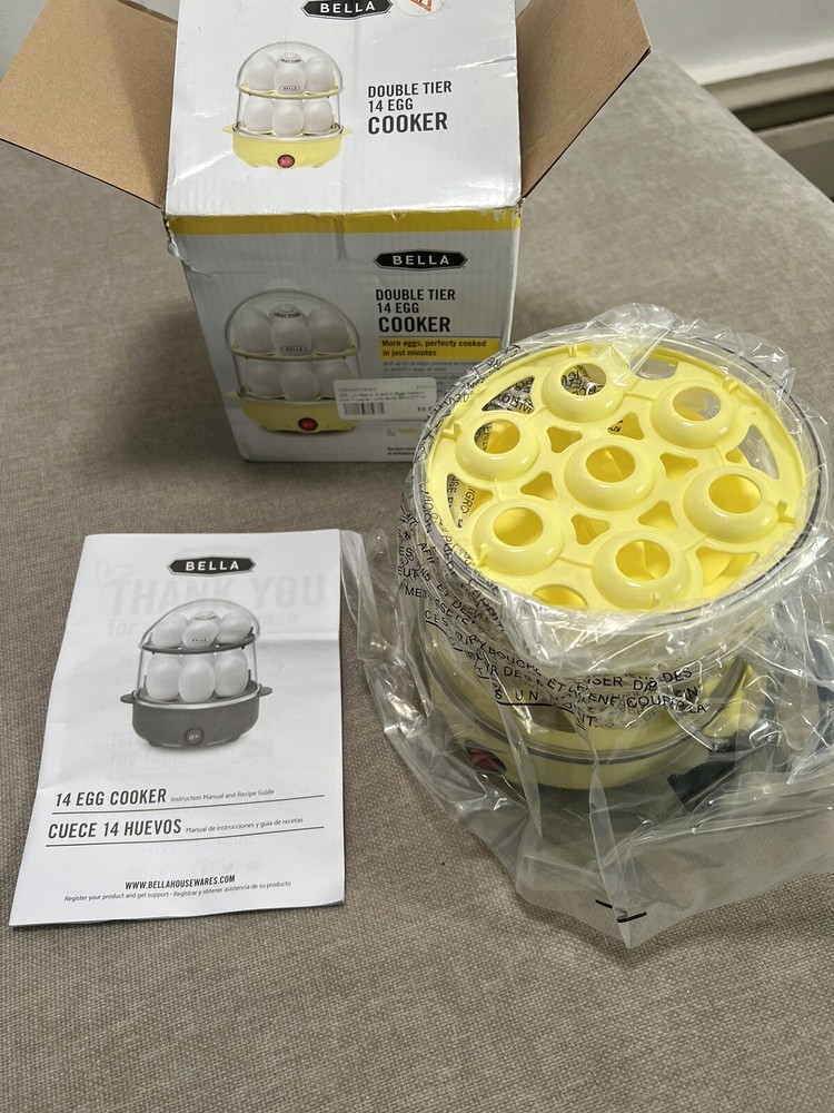 Bella 14-Egg Double-Tier Cooker for Hard Boiled Omelets Poached Eggs & Easy Meal Prep  