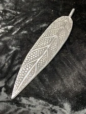 Incense Burner Silver Tone Metal Fragrance Stick Holder Leaf Shape Engraved