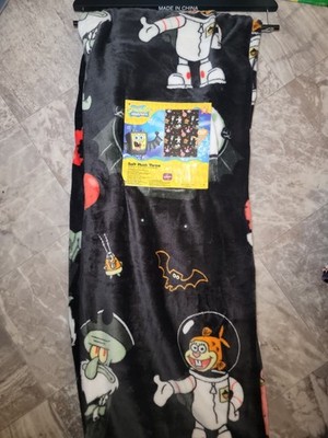 New Nickelodeon SPONGE BOB SQUARE PANTS Black Halloween Throw Blanket 50x70 