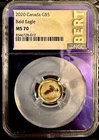 2020 Canada $5 Gold Bald Eagle NGC MS 70 Gem 1/10 oz .9999 Fine Rare!!