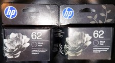 2x Genuine HP 62 Black Ink Cartridge, 2 Pack!!  Brand New!! - EXP 08/2027