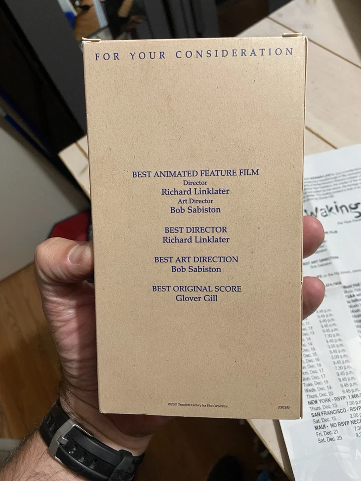 Waking Life VHS 2001 Promo Screener Widescreen FYC Richard Linklater Video Tape - Image 4 of 4