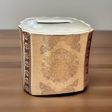 Croscill Townhouse Ceramic Tissue Box Cover Beige Bathroom Decor Vintage Damask