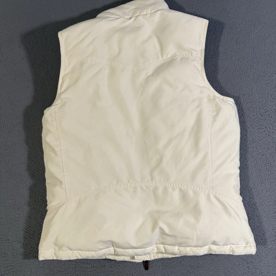 Ralph Lauren Women’s Duck Down Vest Size Medium Off White Puffer Pockets Zipper - Image 3 of 4