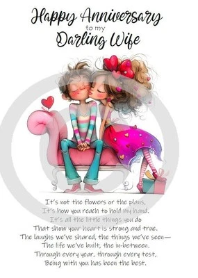 PICKTURE-THIS NEW Happy Anniversary To My Darling Wife A5 Card Love Wedding Anniversary