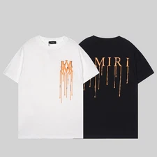 Amiri Fluid amiri Letter Print Crew Neck Loose Short Sleeve T shirts