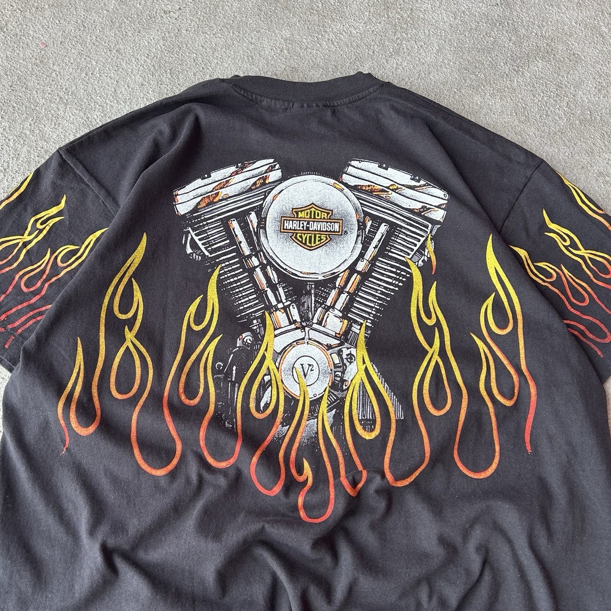 Harley Davidson AOP REPRINT T shirt Flame Engine All Over Print 