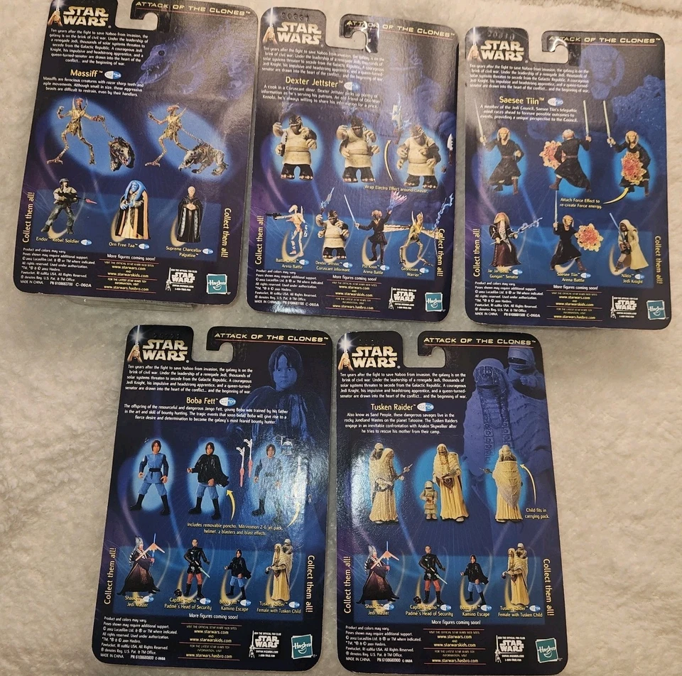 Лот 5 STAR WARS 2002 нападение клонов фигурки коллекции 2 винтажный прозрачный пузырь - Изображение 2 из 4