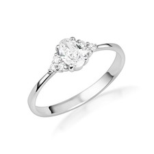 .925 Sterling Silver Radiant Oval Lab-Grown D...