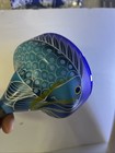 HAND BLOWN Hand Painted Margarita Glass  MEXICAN FISH COBALT BLUE Clear Stem — photo 10