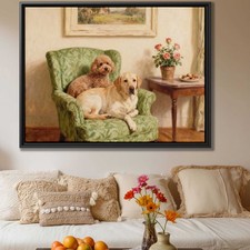 Labrador Framed Dog Oil Painting Canvas Wall Art Rustic Living Room Decor