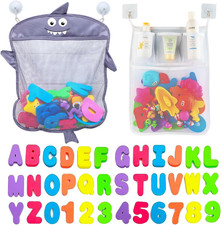 Baby Bath Toy Organizer - Shark 36 Bath Letters  Numbers Extra Bath Toy Stora