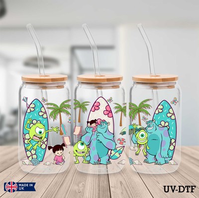 Monsters Inc UV DTF Aufkleber - 16 Unzen Libbey Dose Glasfolie yd404