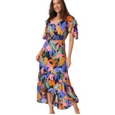 Abel the Label Santa Cruz Floral Print Midi Dress Medium Summer Boho Anthro