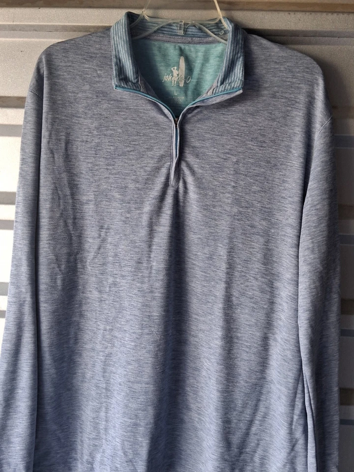 Chaqueta Johnnie O Para Hombre Manga Larga Grande Azul Gris Cuarto Cremallera Sudadera Golf Foto 2 de 4