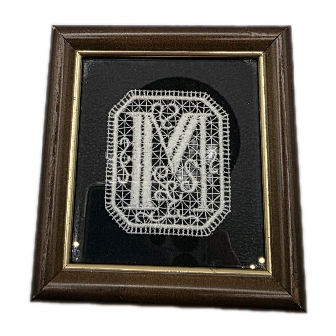 Vintage LACE initial M frame lace 3x3 RARE