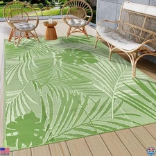 famibay 6x9 Waterproof Outdoor Rug - Tropical Plastic Mat for Patio, Deck, RV