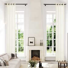 Extra Long Semi Sheer Curtains 240 Inches, Grommet 2 Story Drapes Light Filte...