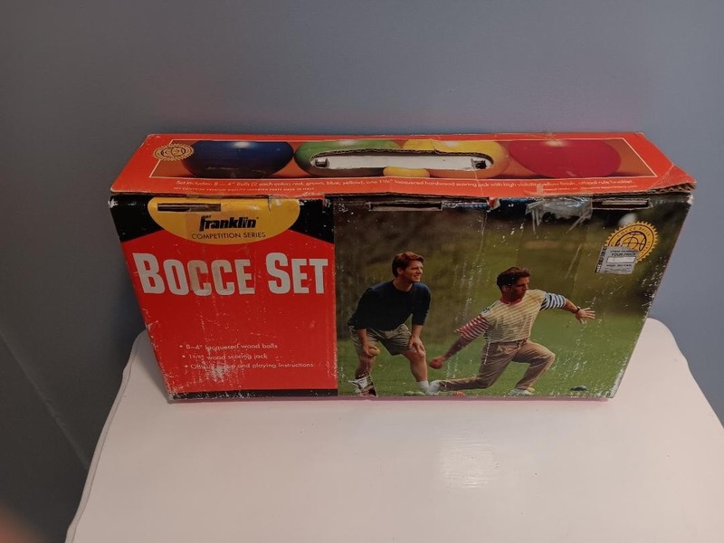 Vintage FRANKLIN Competition Series BOCCE BALL Wooden Set Game w/ Box Complete