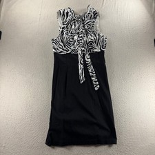 Jodi Kristopher Zebra Print Y2k Sleeveless Dress Tie Neck Business Womens 13/14