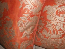 Fortuny fabric pillows Dandolo Burnt orange & silvery gold+ velvet back new PAIR